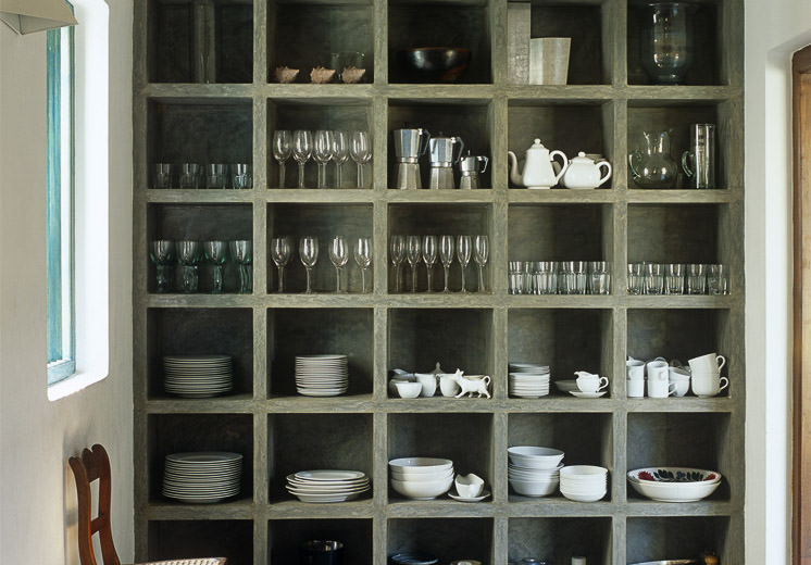 Lovely shelves for piles of plates