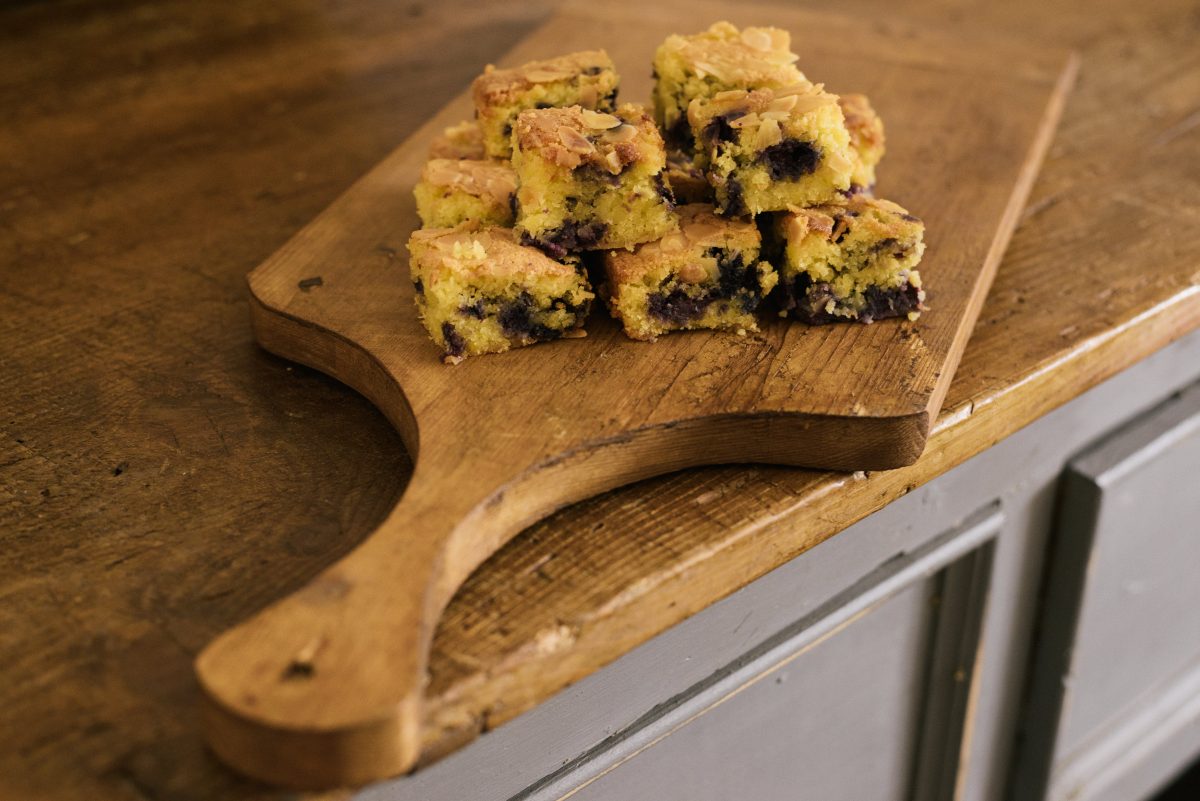 Coconut almond and blueberry cake