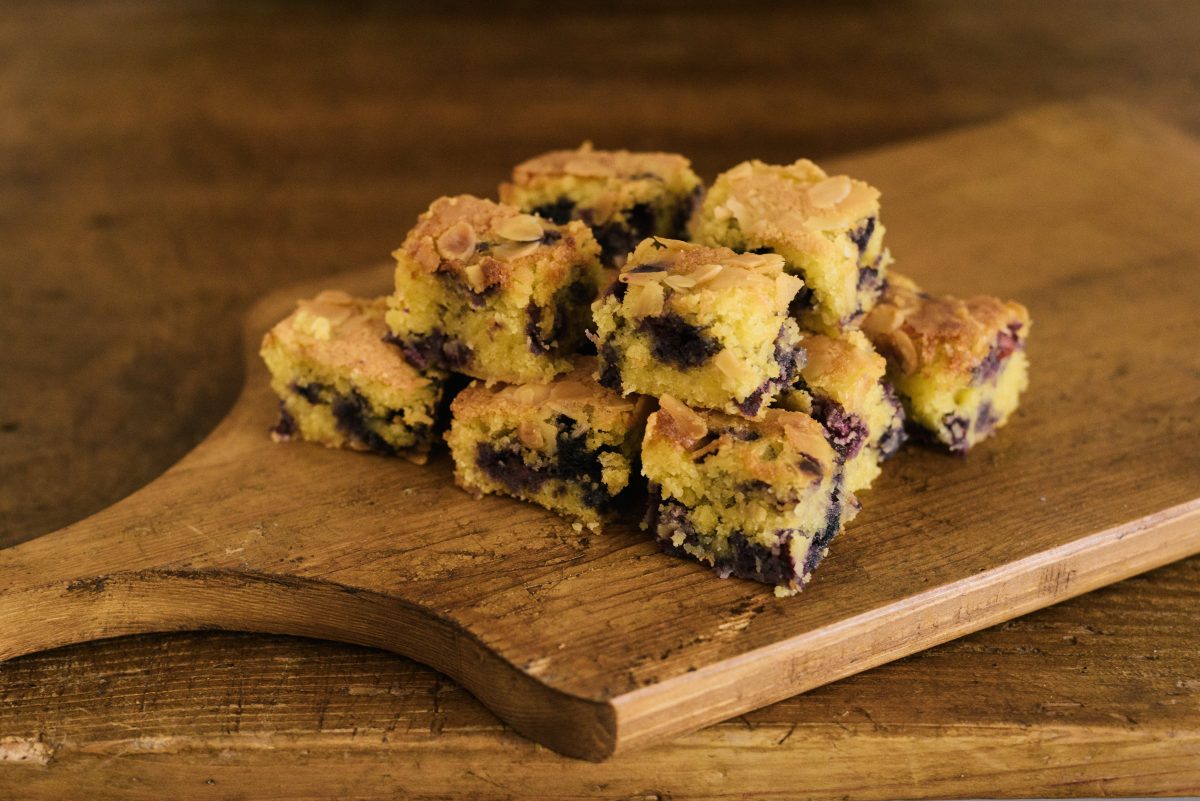 Coconut almond and blueberry cake