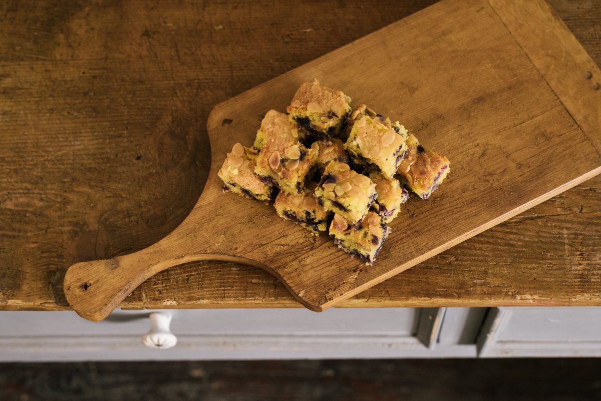 Coconut almond and blueberry cake