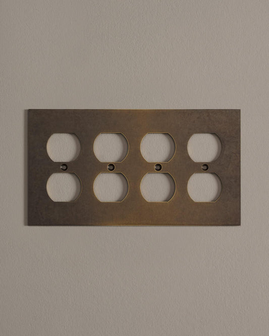deVOL Oxidised Brass Duplex Outlet Plate