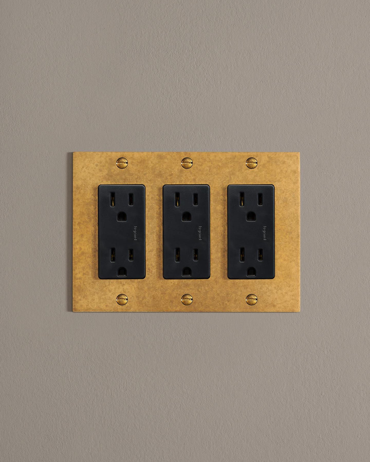 deVOL Aged Brass Decora Plate - 3 Gang TEST