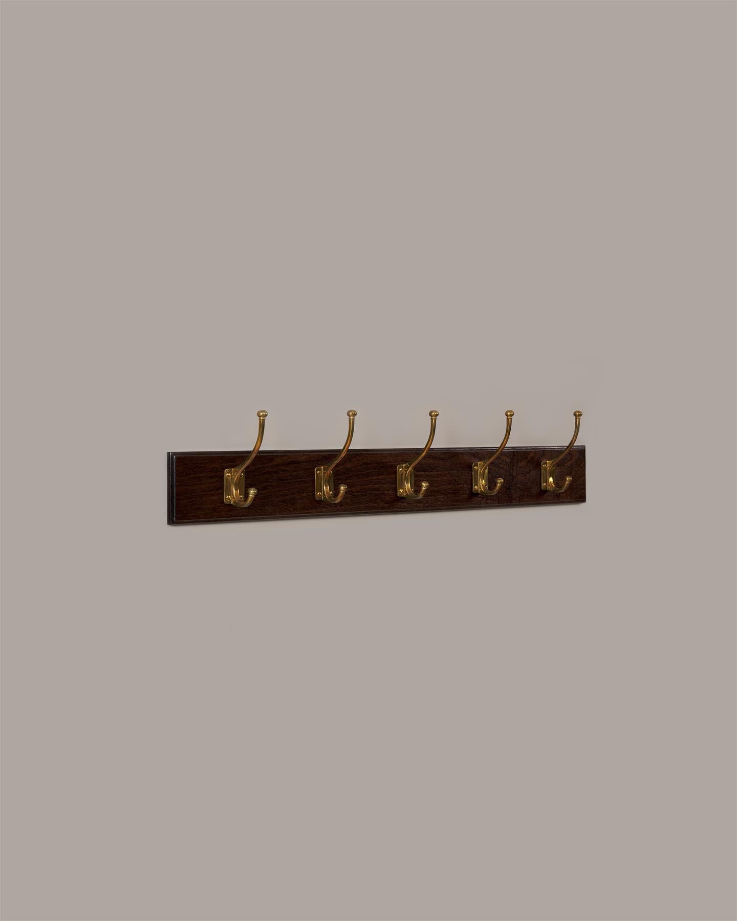 The Edwardian Coat Hook Rack - 5 Hooks, Mahogany Finish