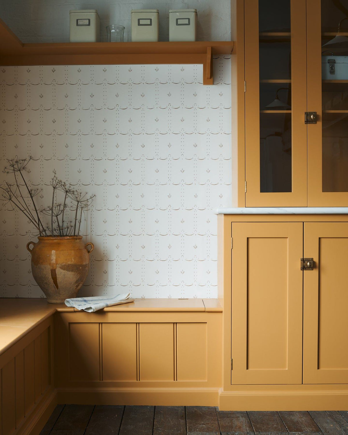 Petite Ditsy Delft Wallpaper in Sepia TEST