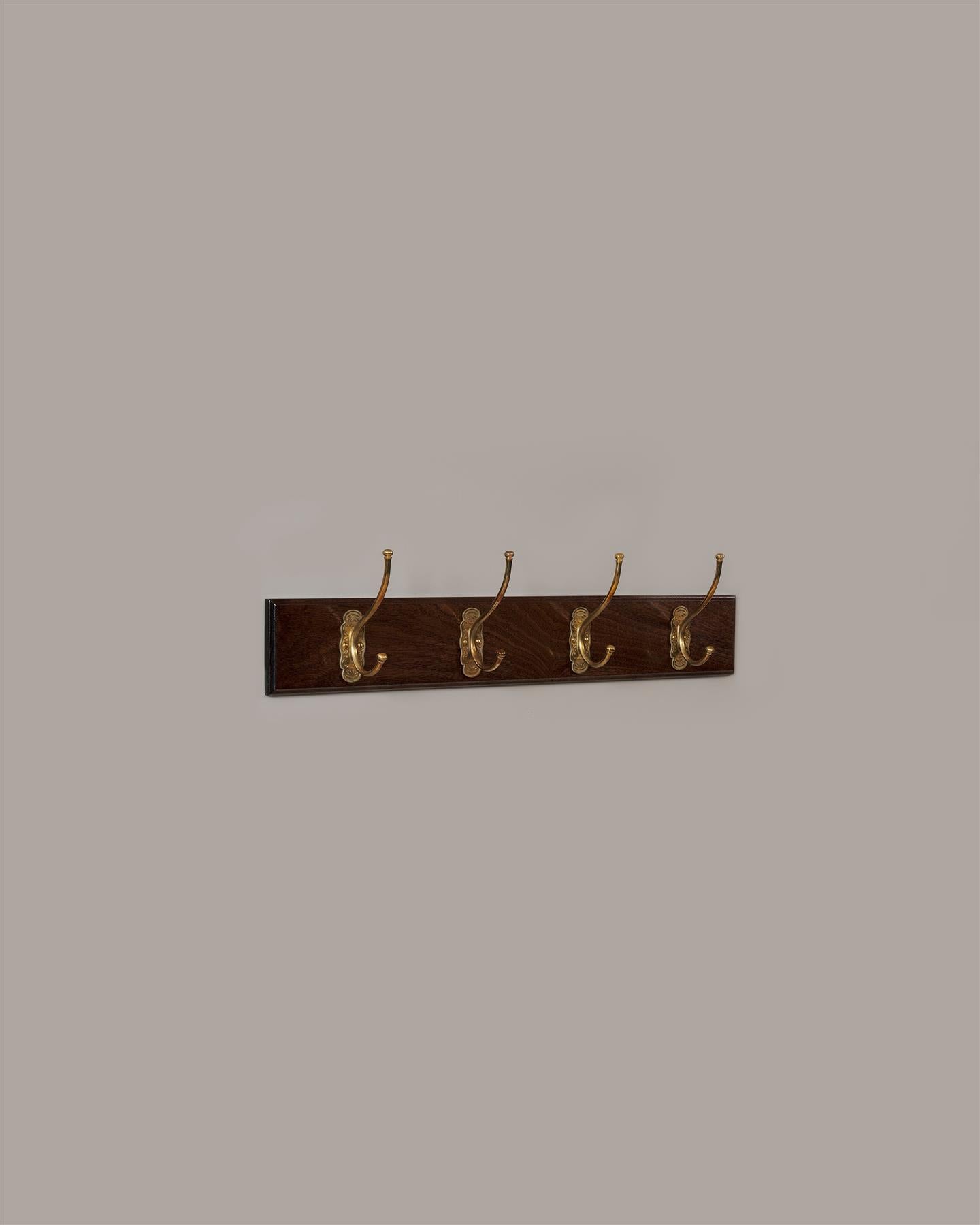 The Petite Parisian Café Hook Rack - 4 Hooks, Mahogany Finish