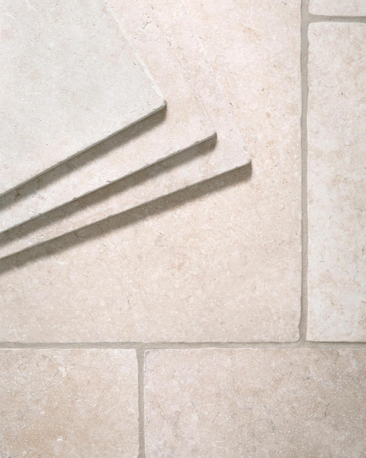 Light Jerusalem Tumbled Limestone - 23 5/8" x free lengths (5/8" thick) TEST
