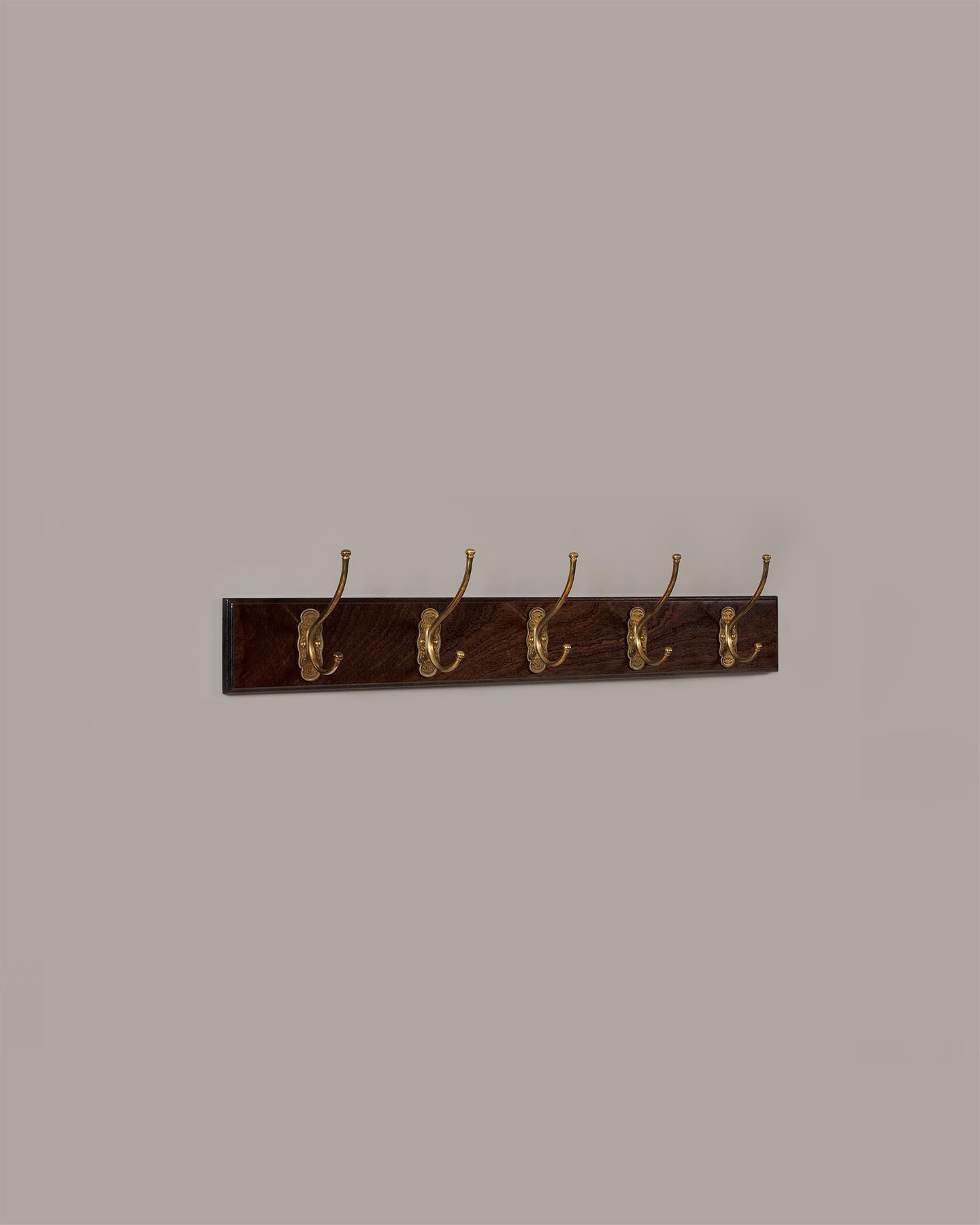 The Petite Parisian Café Hook Rack - 5 Hooks, Mahogany Finish