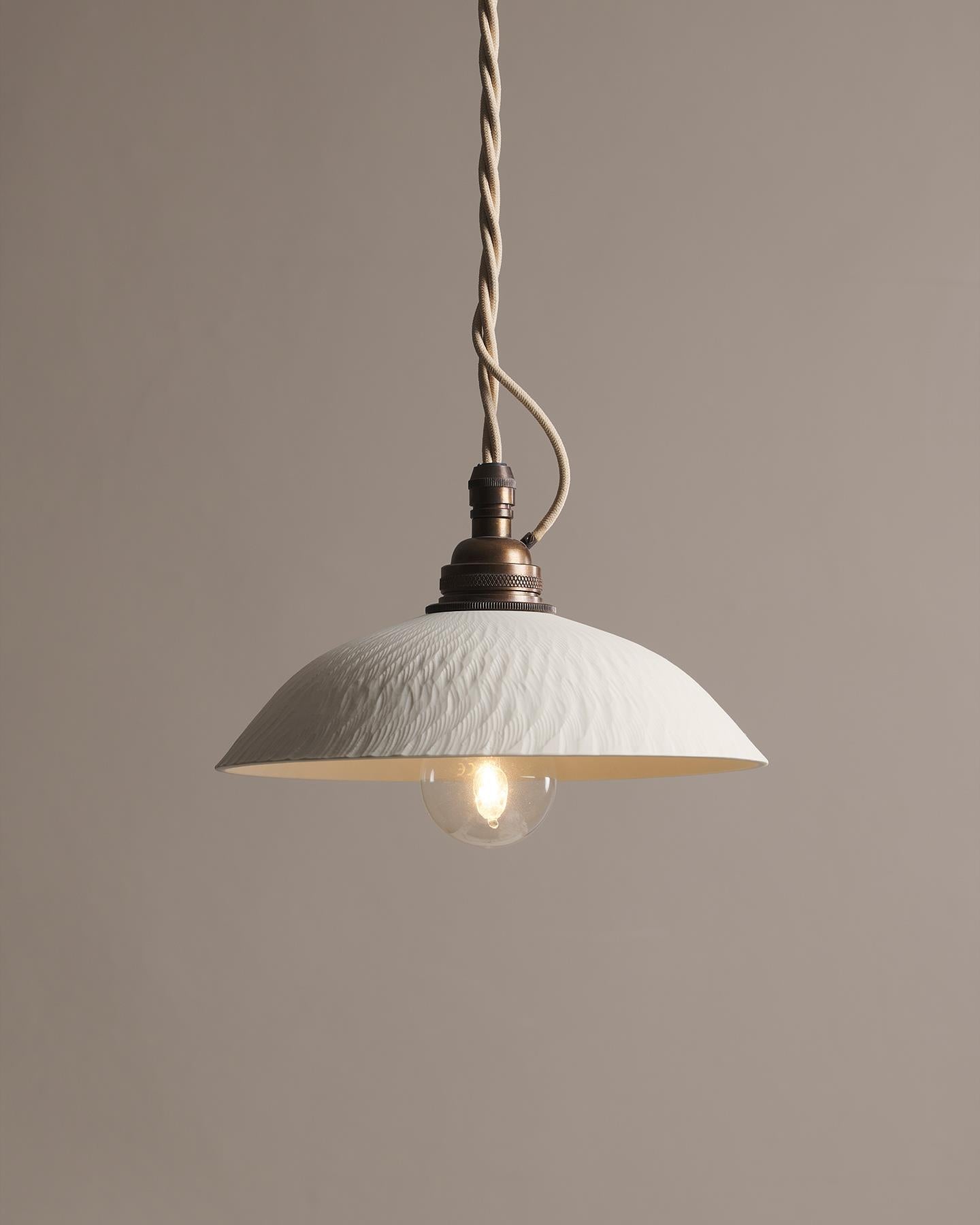 Large Chattered Skullcap Porcelain Pendant Light