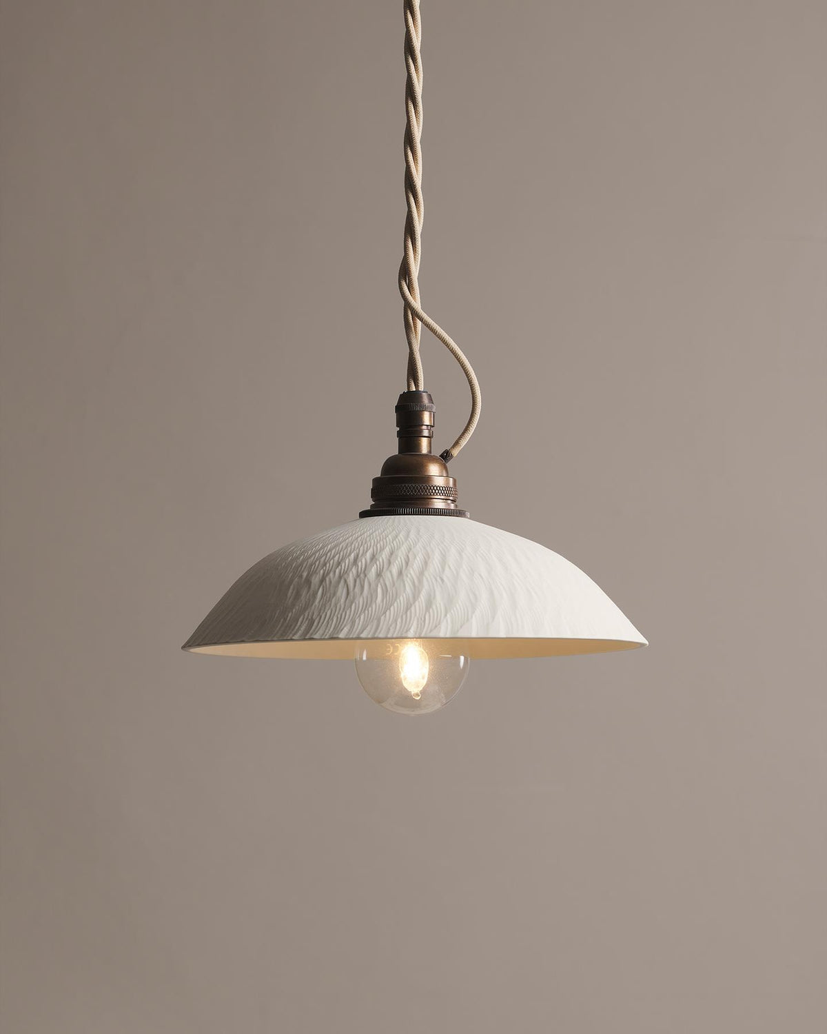 Large Chattered Skullcap Porcelain Pendant Light TEST