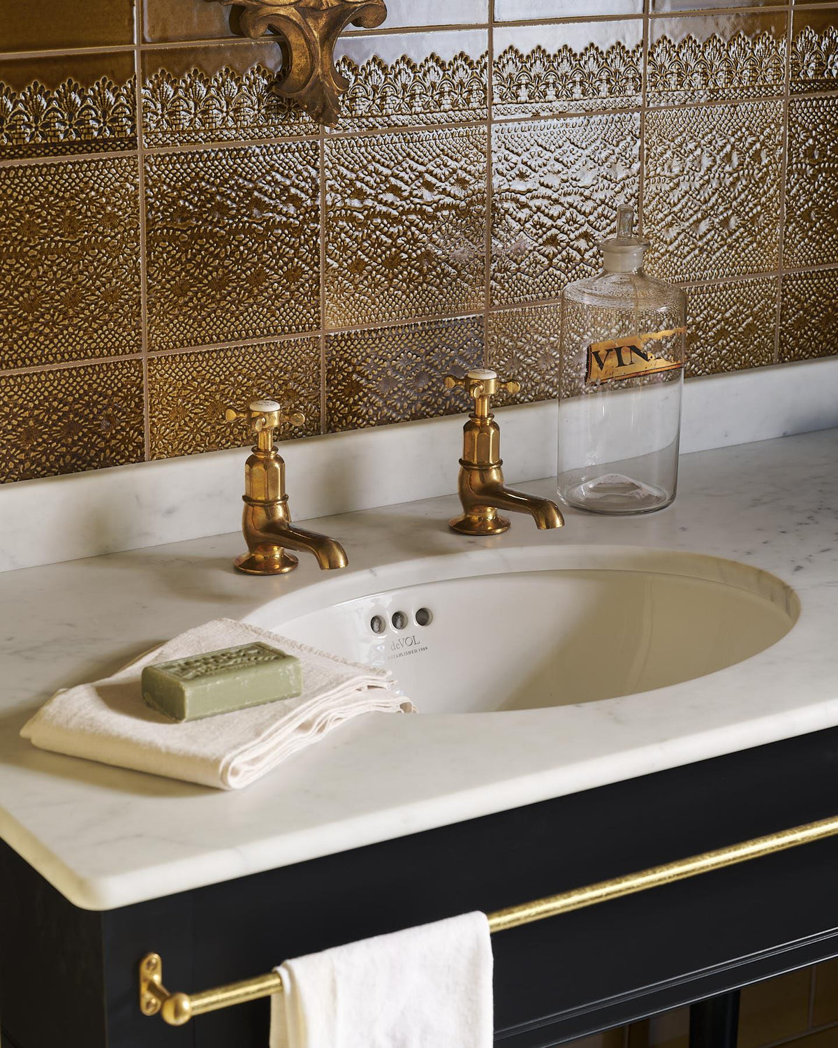 deVOL Aged Brass Basin Pillar Taps TEST