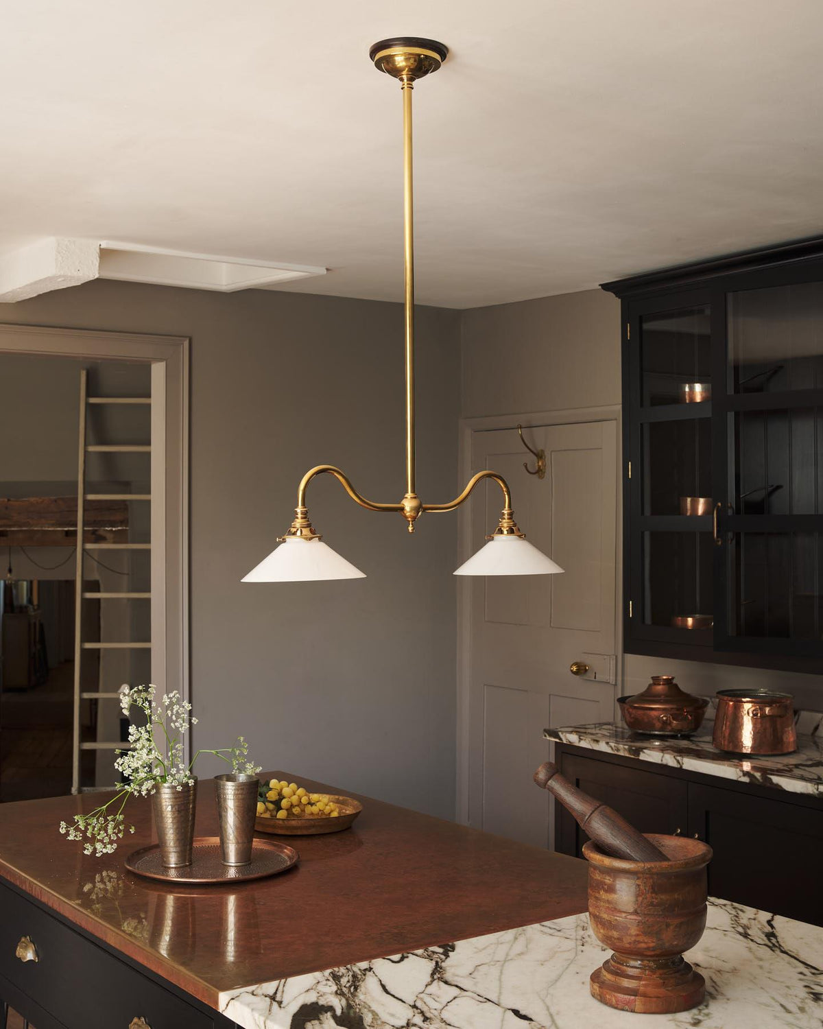 The Petite Heirloom Gaselier Light with Milk Glass Shades - Short TEST