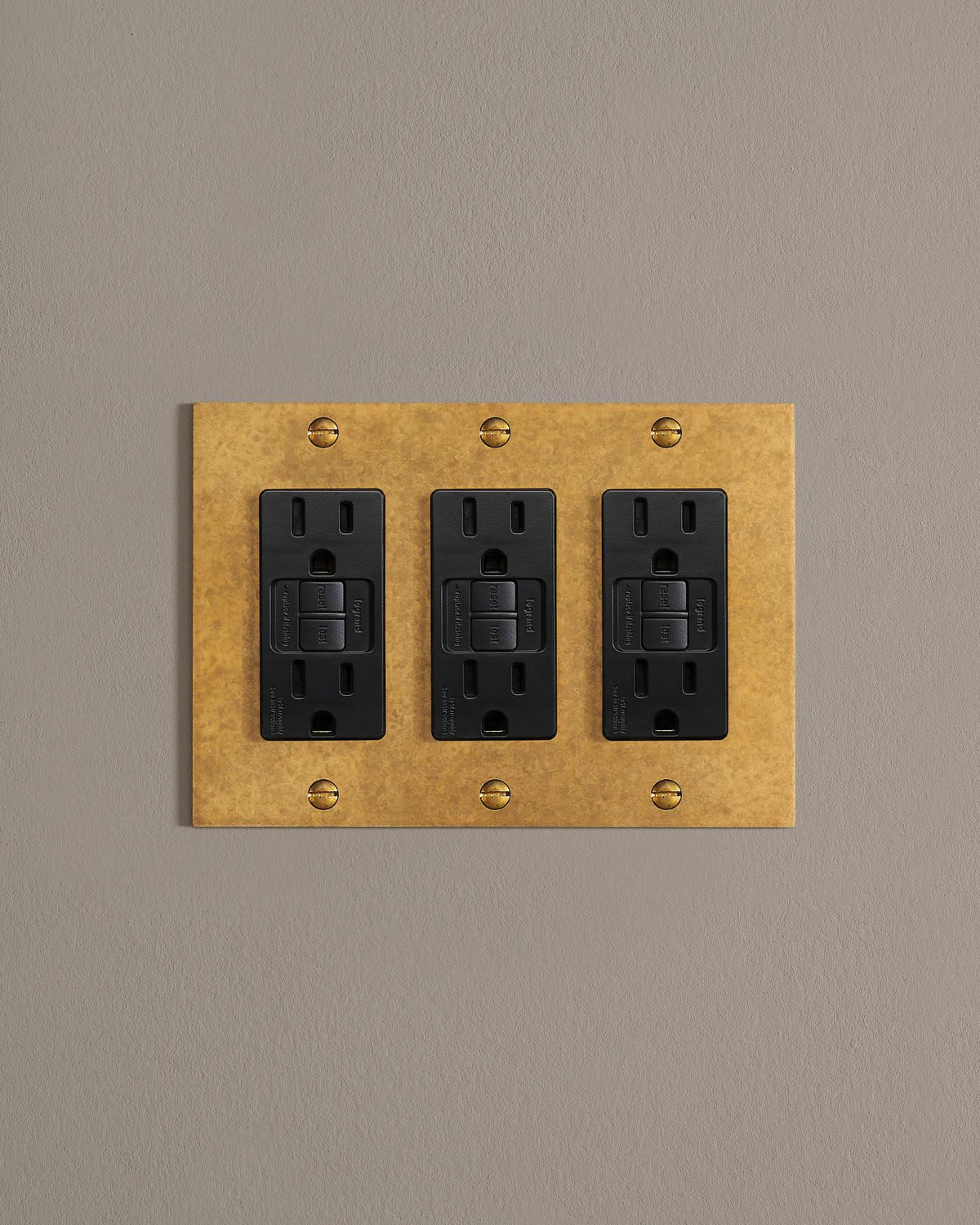 deVOL Aged Brass Decora Plate - 3 Gang TEST