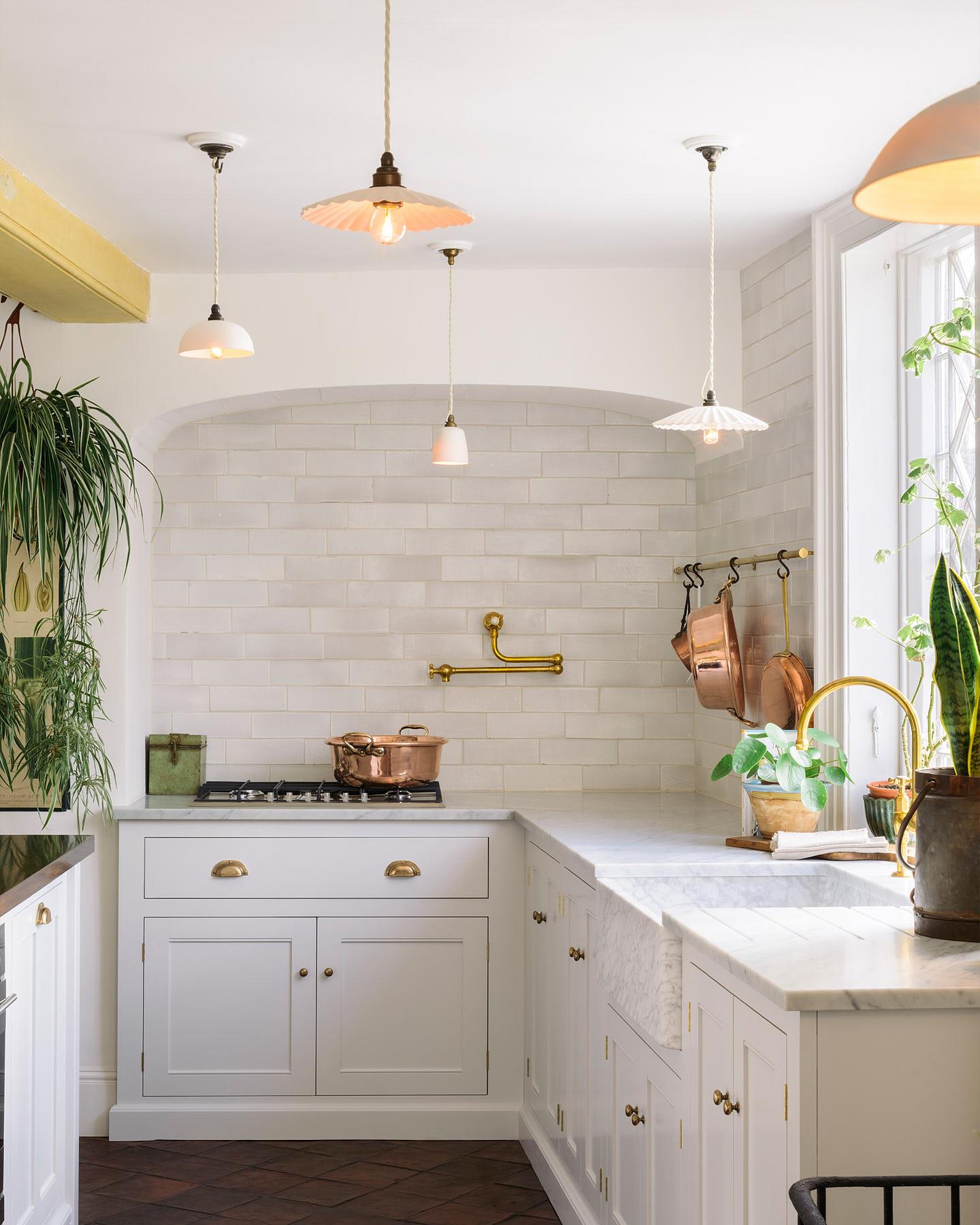 Large Wide Pleat Porcelain Pendant Light