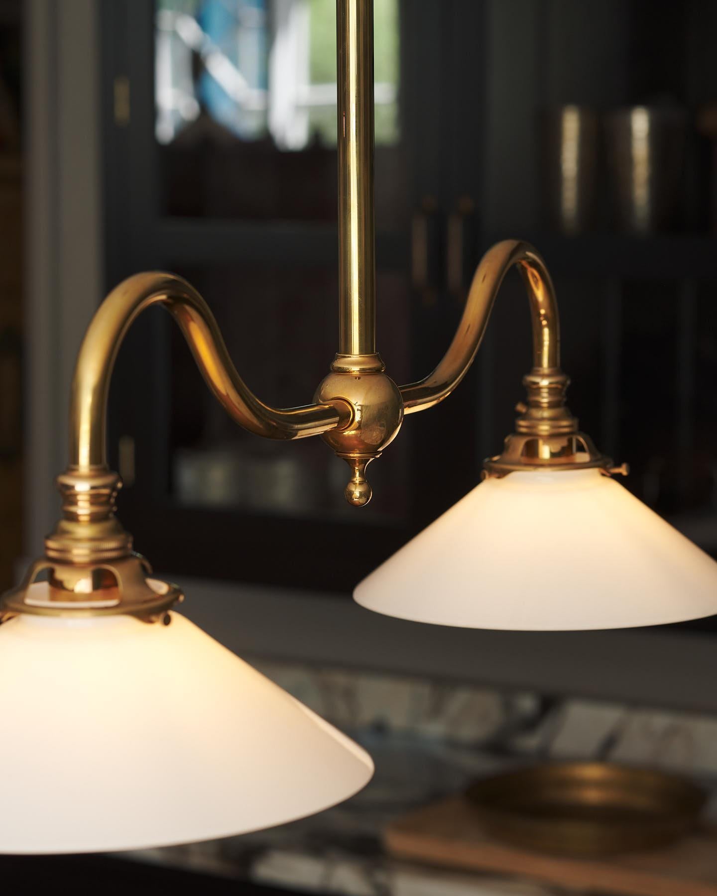 The Petite Heirloom Gaselier Light with Milk Glass Shades - Short