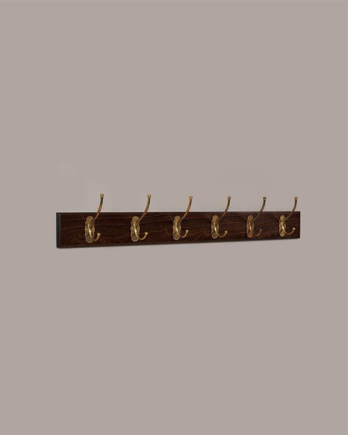 The Petite Parisian Café Hook Rack - 6 Hooks, Mahogany Finish