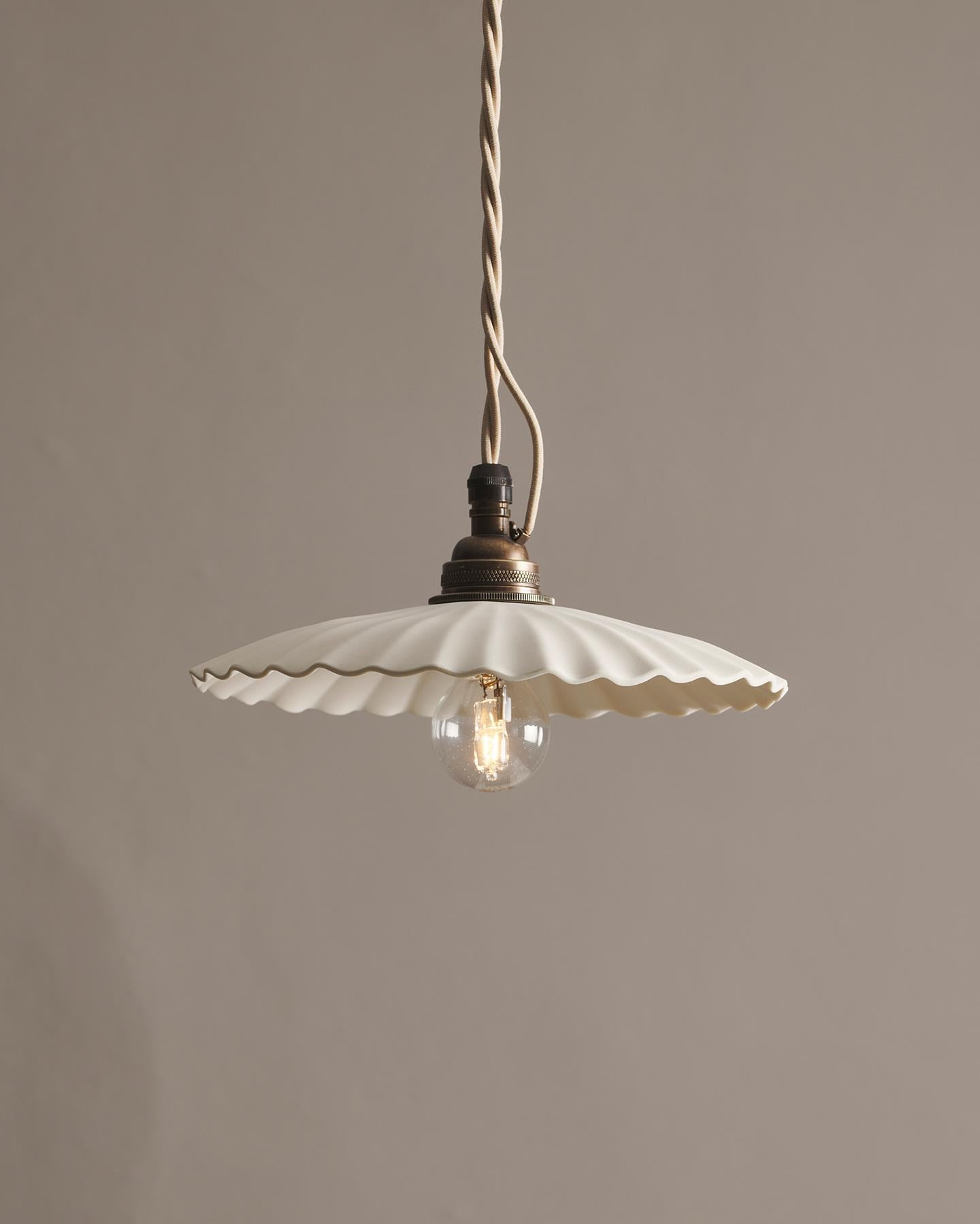 Large Narrow Pleat Porcelain Pendant Light