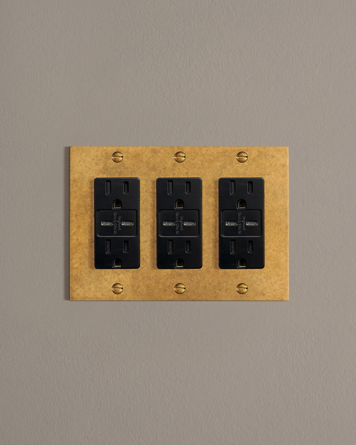 deVOL Aged Brass Decora Plate - 3 Gang TEST