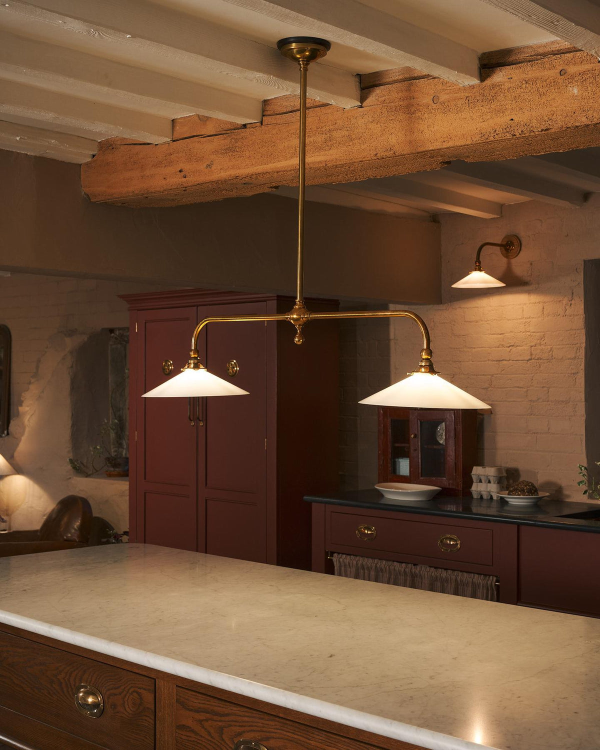 The Heirloom Gaselier Light with Milk Glass Shades - Short TEST