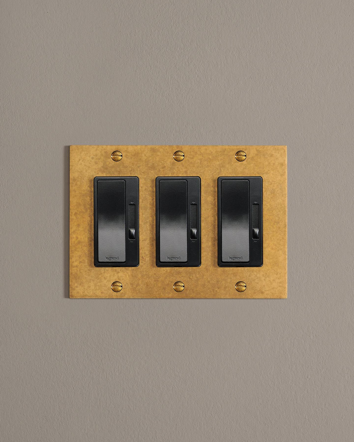 deVOL Aged Brass Decora Plate - 3 Gang TEST