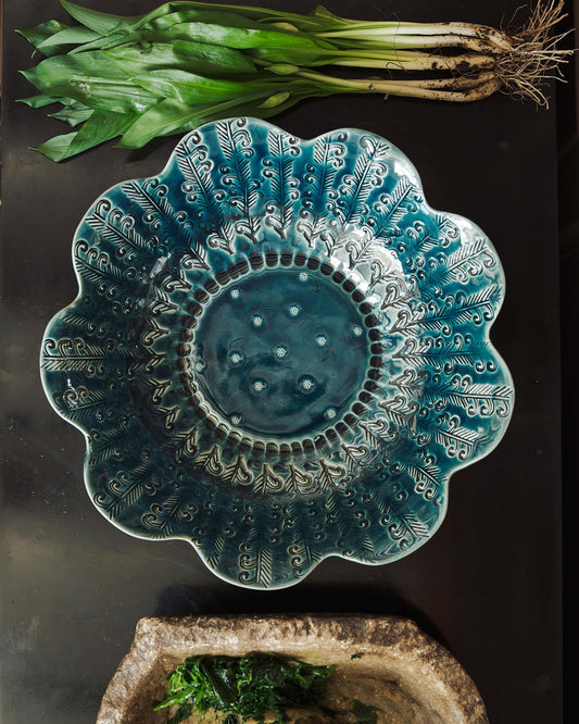 Heirloom Petal Bowl - Indigo Blue