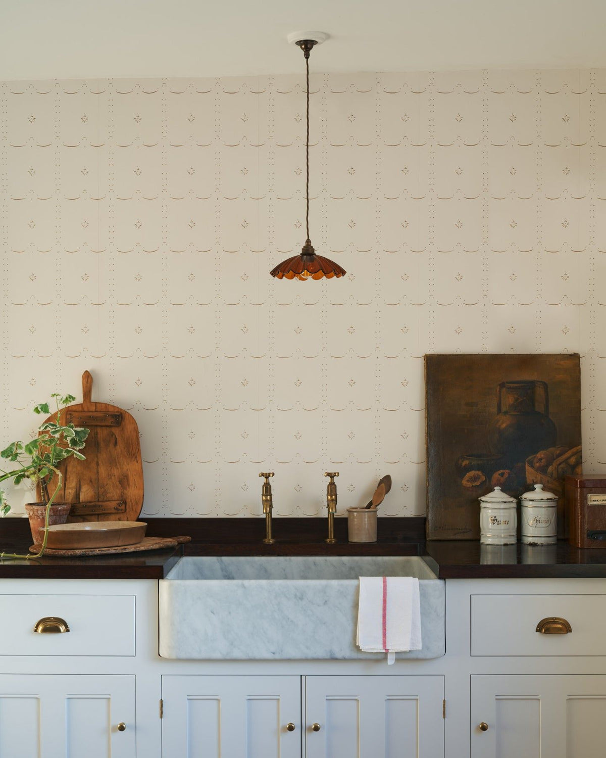 Grand Ditsy Delft Wallpaper in Sepia TEST