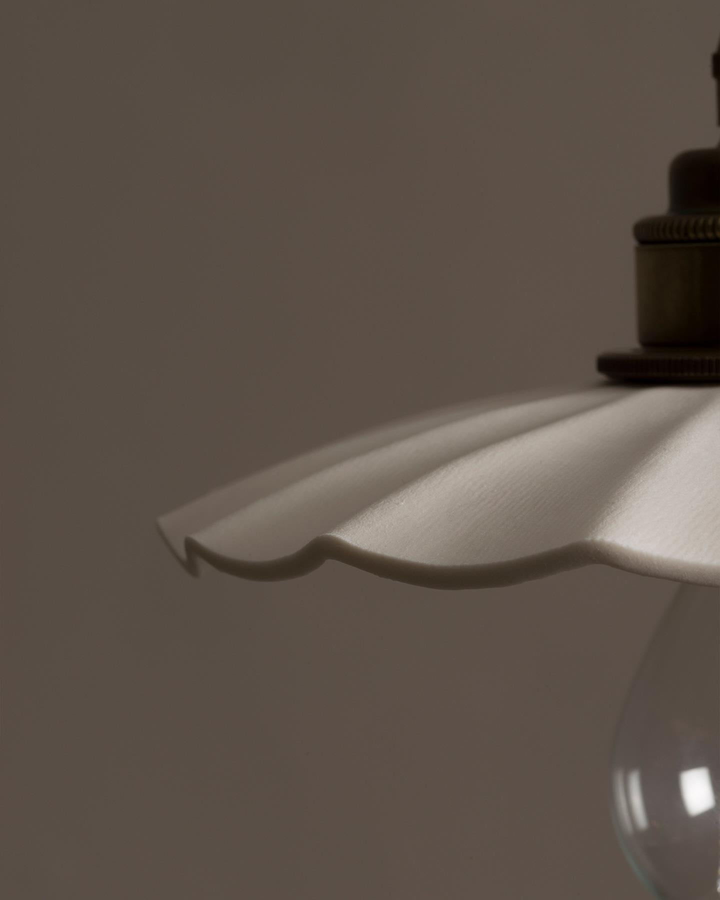 Large Wide Pleat Porcelain Pendant Light