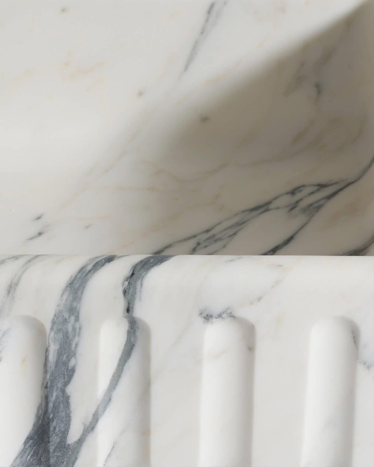 Tuscan Farmhouse Extra Large Single Fluted Arabescato Marble Sink TEST