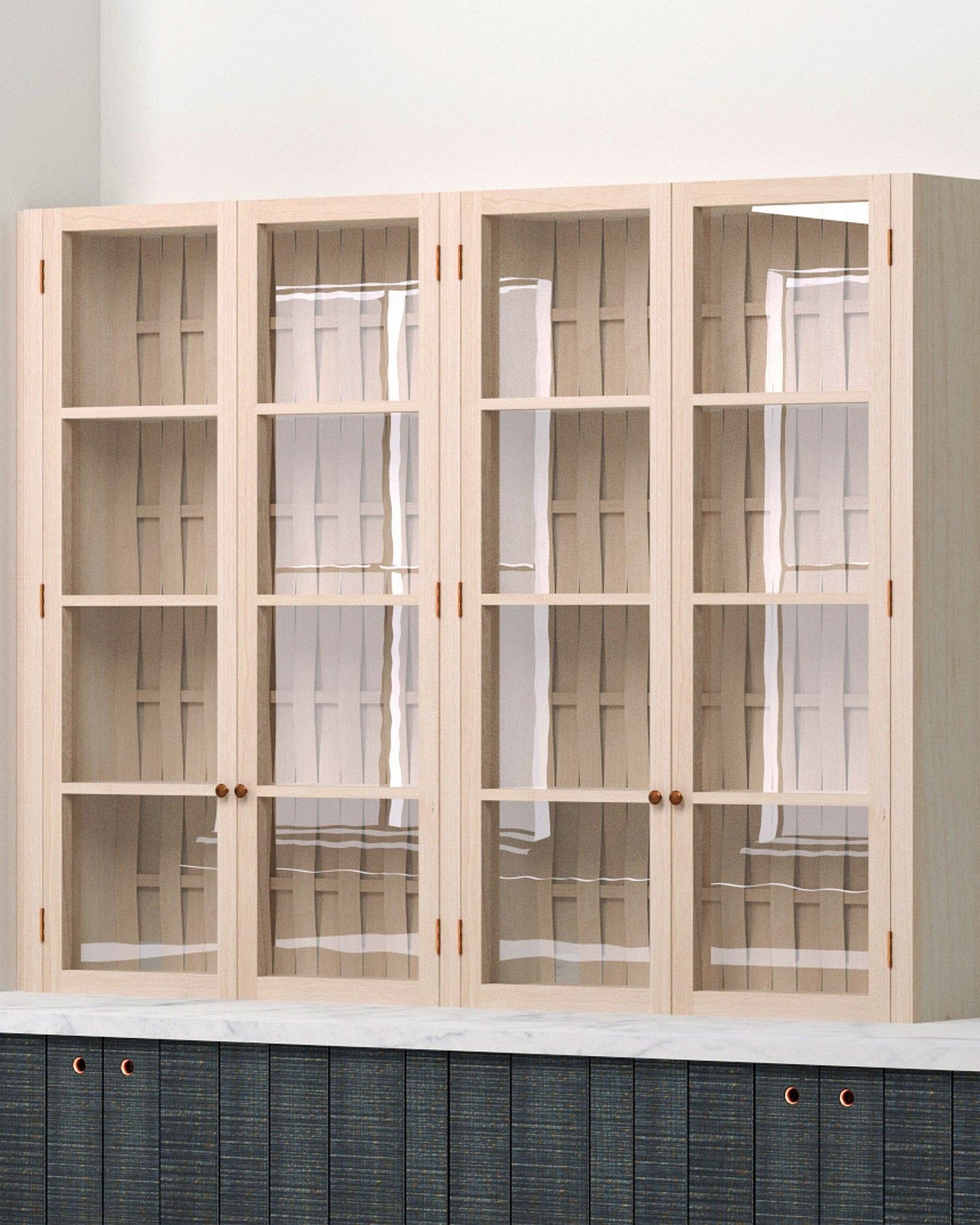 61 3/4" Double Door Glazed Countertop Cupboard