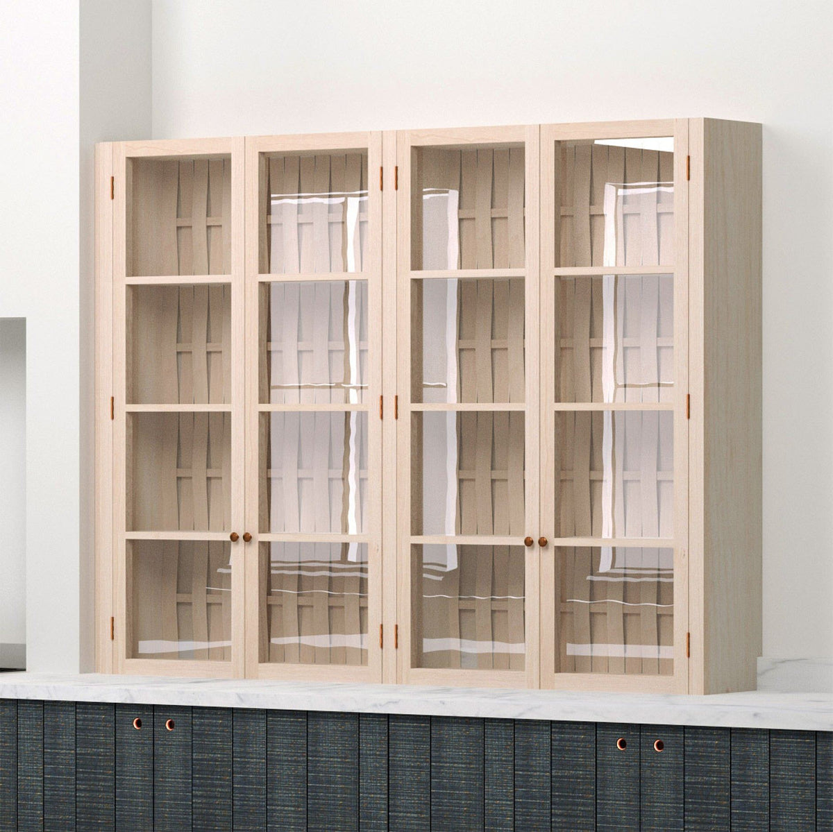 61 3/4" Double Door Glazed Countertop Cupboard TEST