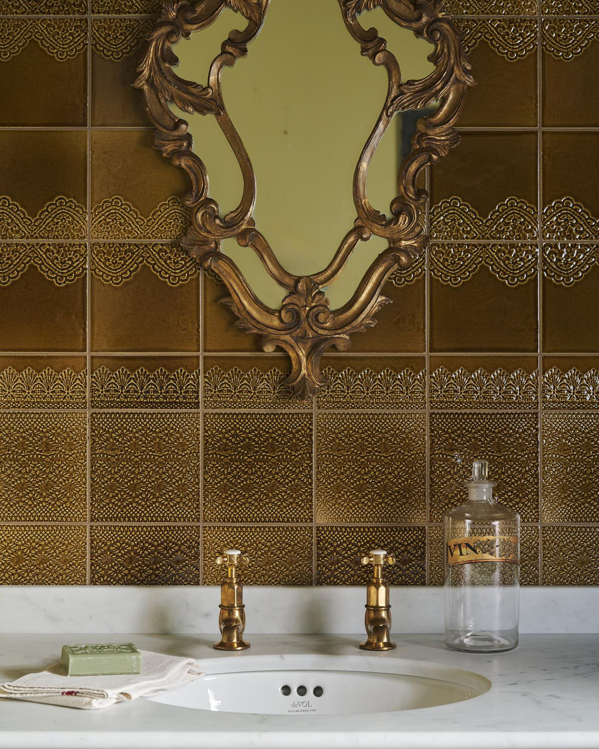 deVOL Aged Brass Basin Pillar Taps TEST