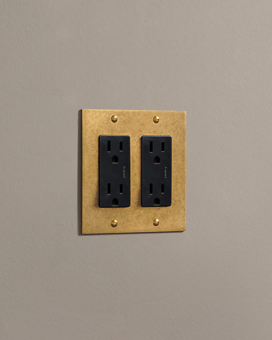 deVOL Aged Brass Decora Outlet - 2 Gang