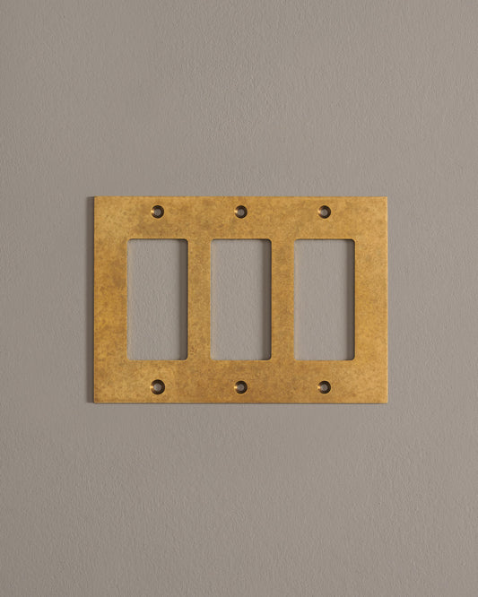deVOL Aged Brass Decora Plate - 3 Gang