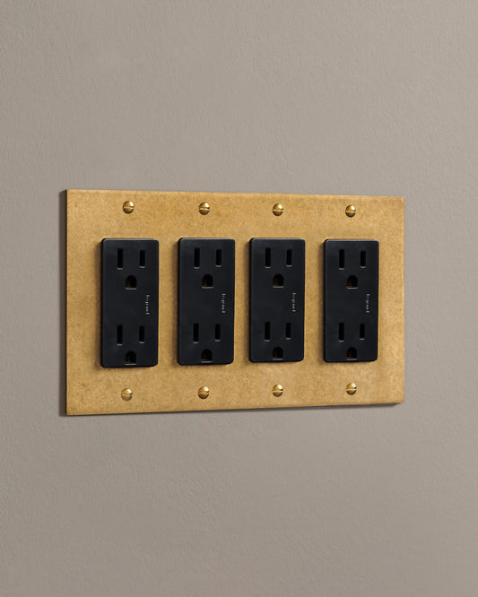 deVOL Aged Brass Decora Outlet - 4 Gang