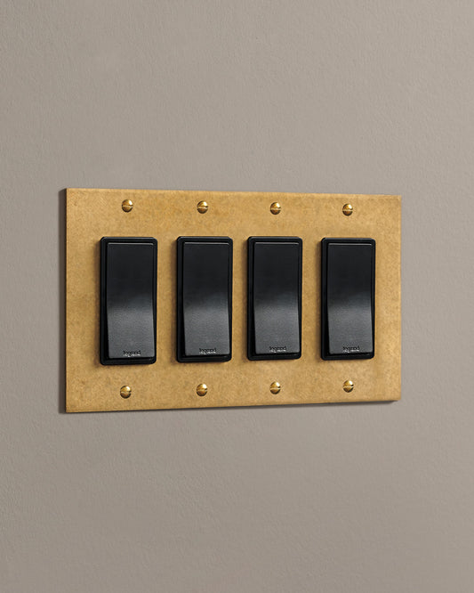 deVOL Aged Brass Rocker Switch - 4 Gang