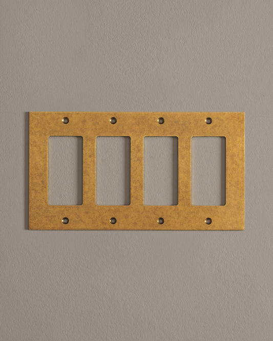 deVOL Aged Brass Decora Plate - 4 Gang