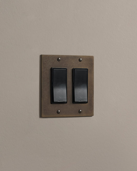 deVOL Oxidised Brass Rocker Switch - 2 Gang