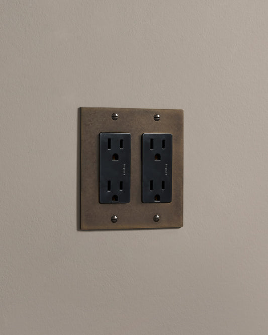 deVOL Oxidised Brass Decora Outlet - 2 Gang