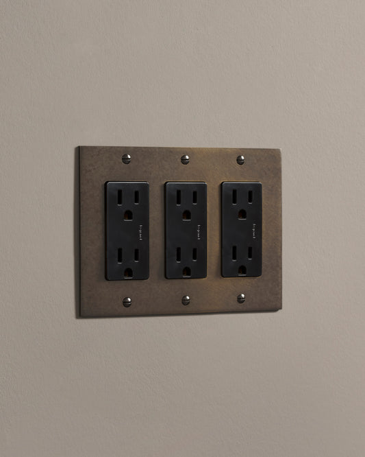 deVOL Oxidised Brass Decora Outlet - 3 Gang