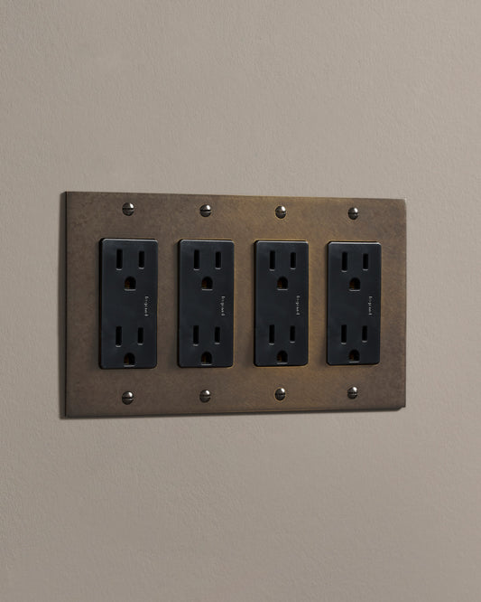deVOL Oxidised Brass Decora Outlet - 4 Gang
