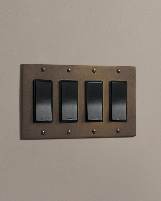 deVOL Oxidised Brass Rocker Switch - 4 Gang