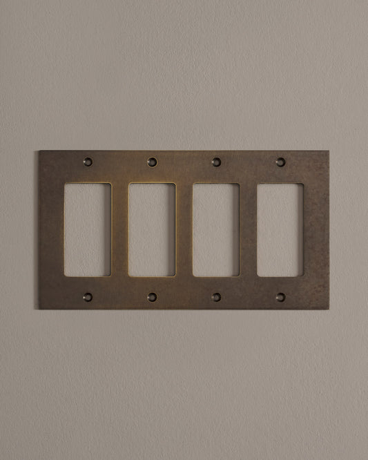 deVOL Oxidised Brass Decora Plate - 4 Gang
