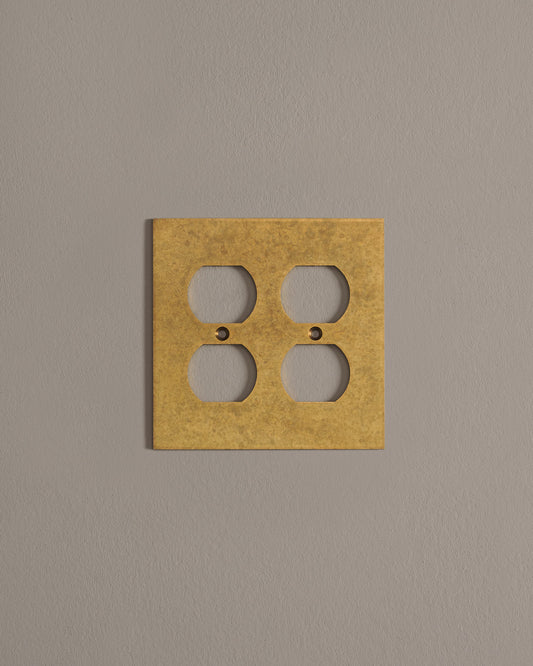 deVOL Aged Brass Duplex Plate - 2 Gang