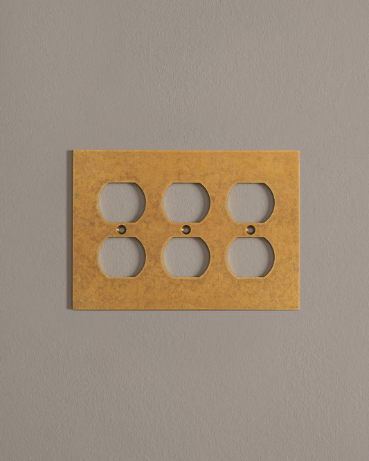 deVOL Aged Brass Duplex Plate - 3 Gang