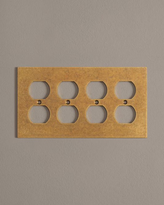 deVOL Aged Brass Duplex Plate - 4 Gang