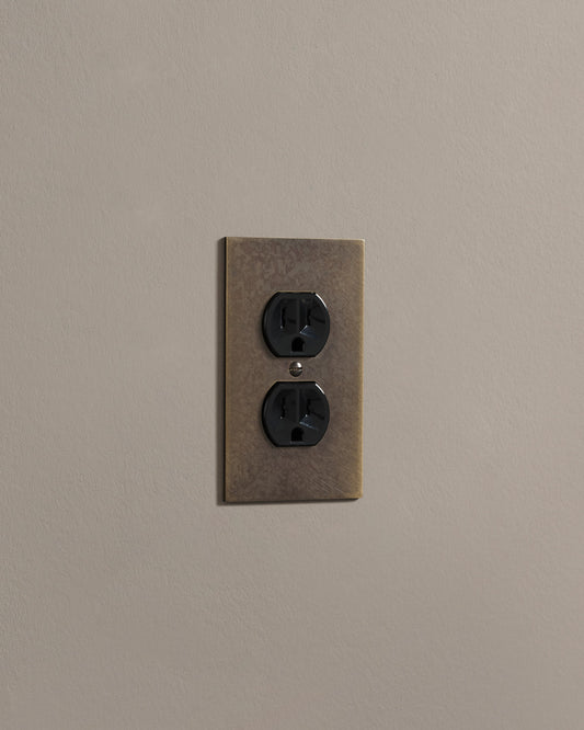 deVOL Oxidised Brass Duplex Outlet - 1 Gang