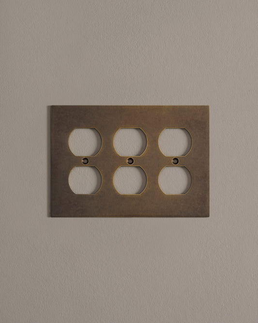 deVOL Oxidised Brass Duplex Plate - 3 Gang
