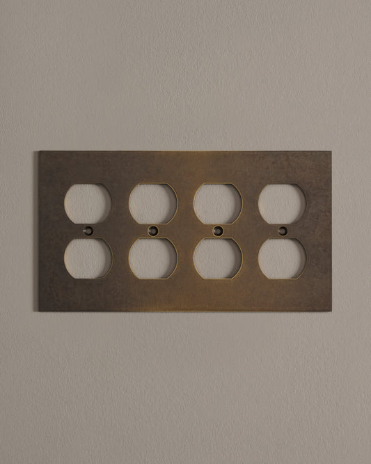 deVOL Oxidised Brass Duplex Plate - 4 Gang