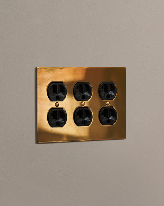 deVOL Heirloom Brass Duplex Outlet - 3 Gang