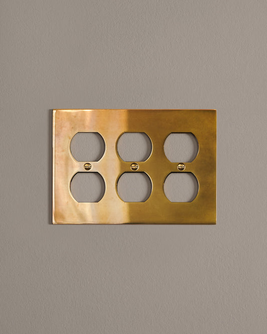 deVOL Heirloom Brass Duplex Plate - 3 Gang