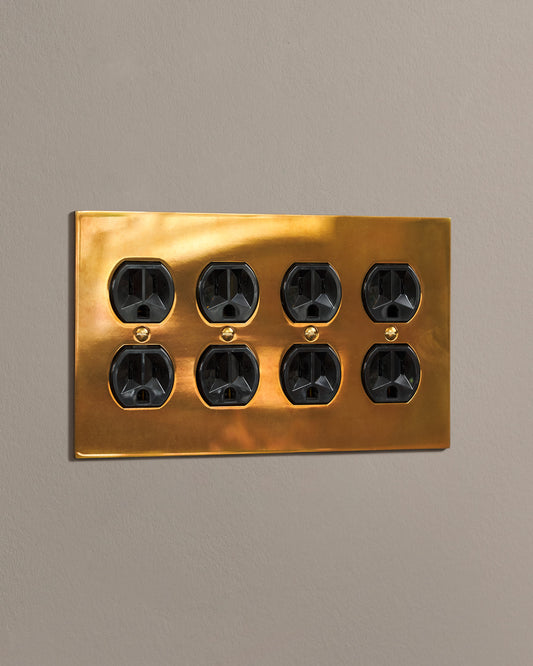 deVOL Heirloom Brass Duplex Outlet - 4 Gang